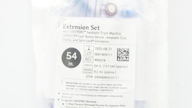 Braun 490316 Extension Set W/Safeport Swable Triple Manifold 54in. (x)